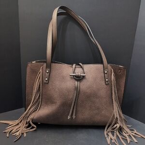 Simply Noelle Brown Fringe Toggle Tote Bag.